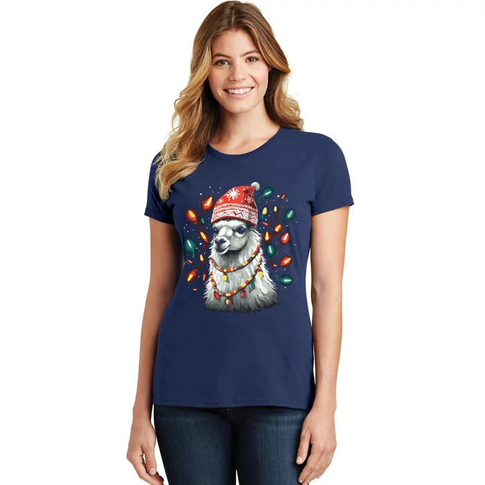 Festive Llama In Christmas Attire Women's T-Shirt