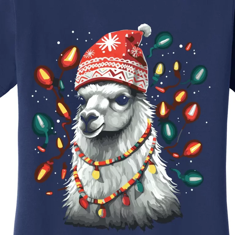 Festive Llama In Christmas Attire Women's T-Shirt