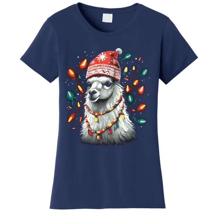 Festive Llama In Christmas Attire Women's T-Shirt