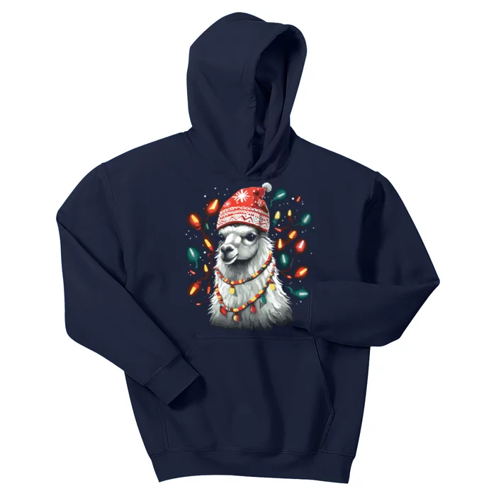 Festive Llama In Christmas Attire Kids Hoodie