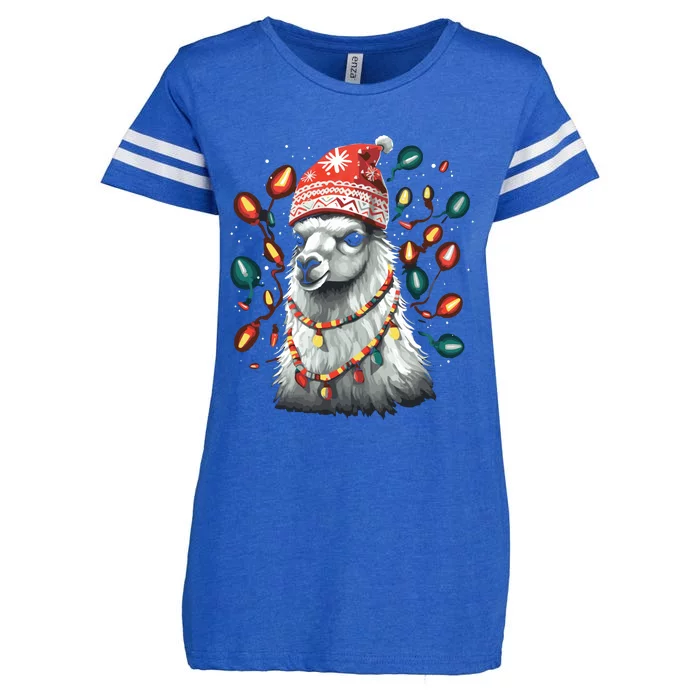 Festive Llama In Christmas Attire Enza Ladies Jersey Football T-Shirt