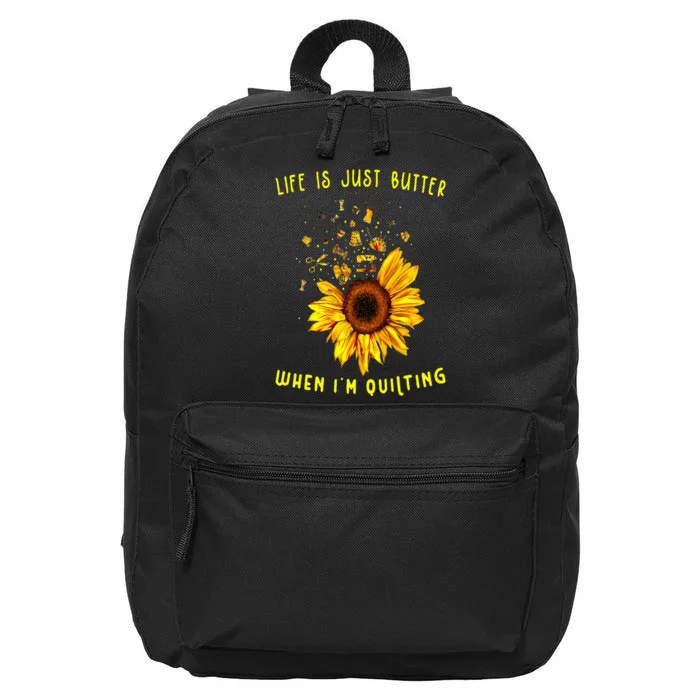 Funny Life Is Just Better When I'm Quilting Sunflower Sewing 16 in Basic Backpack