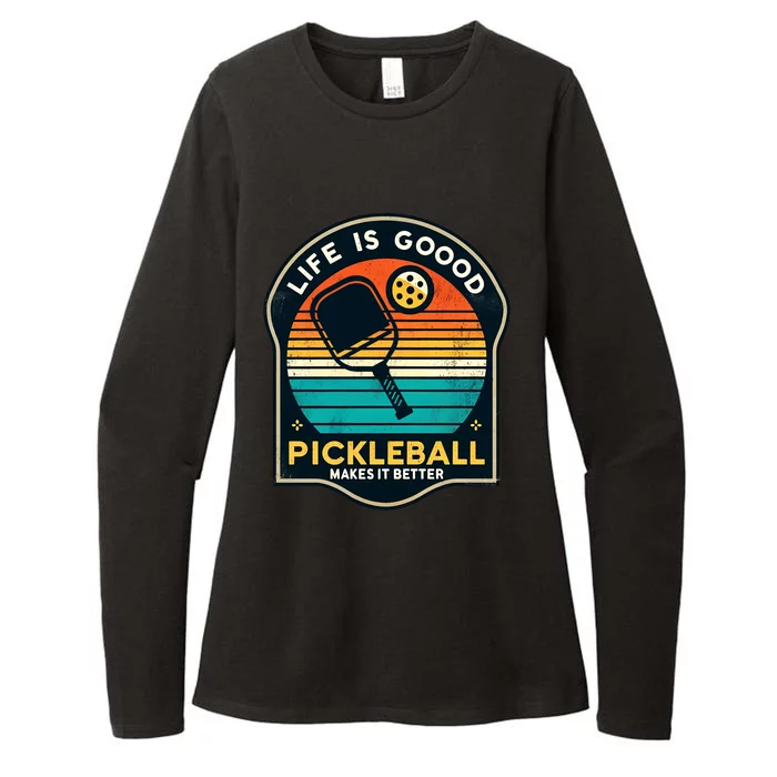 Funny Life Is Goood Pickleball Makes It Better Retro Mother Meaningful Gift Womens CVC Long Sleeve Shirt