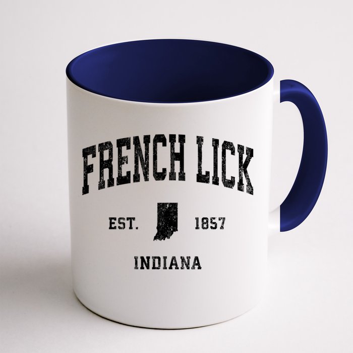 French Lick Indiana In Vintage Athletic Sports Front & Back Coffee Mug