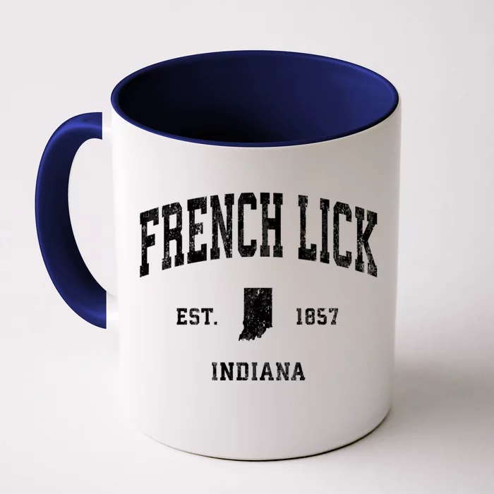 French Lick Indiana In Vintage Athletic Sports Front & Back Coffee Mug