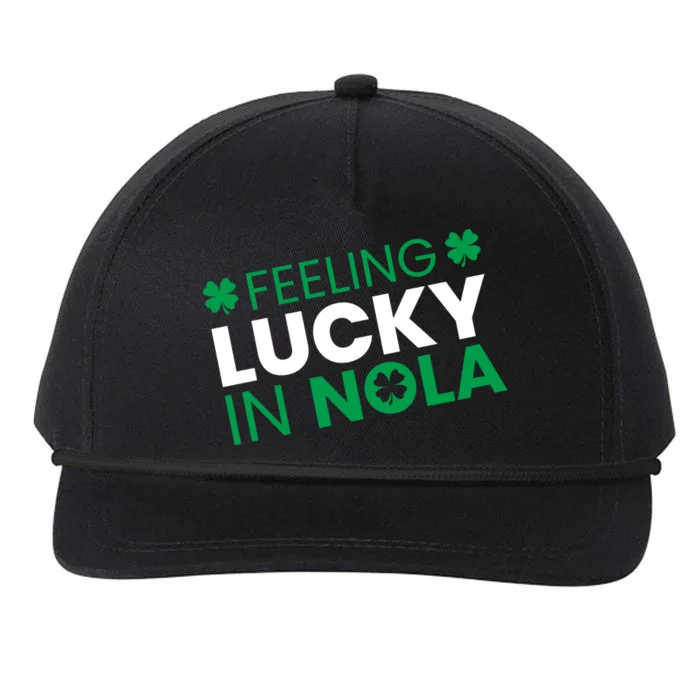 Feeling Lucky In Nola Funny St Patricks Day Snapback Five-Panel Rope Hat