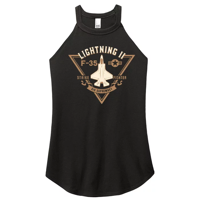 F35 Lightning Ii Jet Fighter Military Aircraft Design Women’s Perfect Tri Rocker Tank