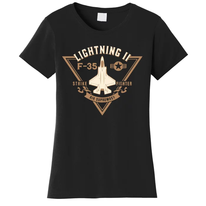 F35 Lightning Ii Jet Fighter Military Aircraft Design Women's T-Shirt