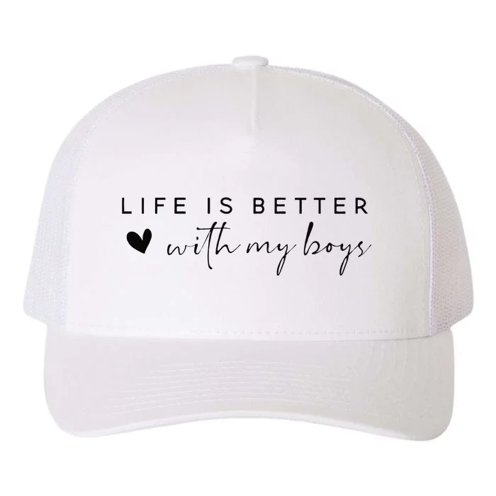 Funny Life Is Better With My Boyss Mom Of Boyss Yupoong Adult 5-Panel Trucker Hat