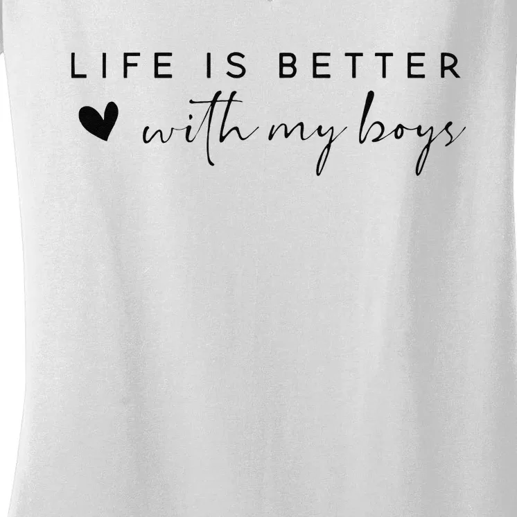 Funny Life Is Better With My Boyss Mom Of Boyss Women's V-Neck T-Shirt