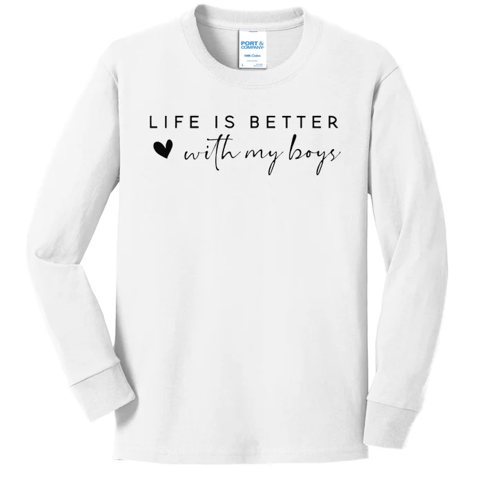 Funny Life Is Better With My Boyss Mom Of Boyss Kids Long Sleeve Shirt