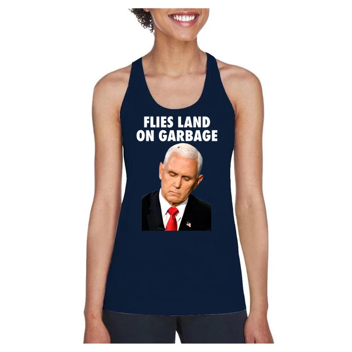 Flies Land On Garbage Mike Pence Debate Fly Women's Racerback Tank