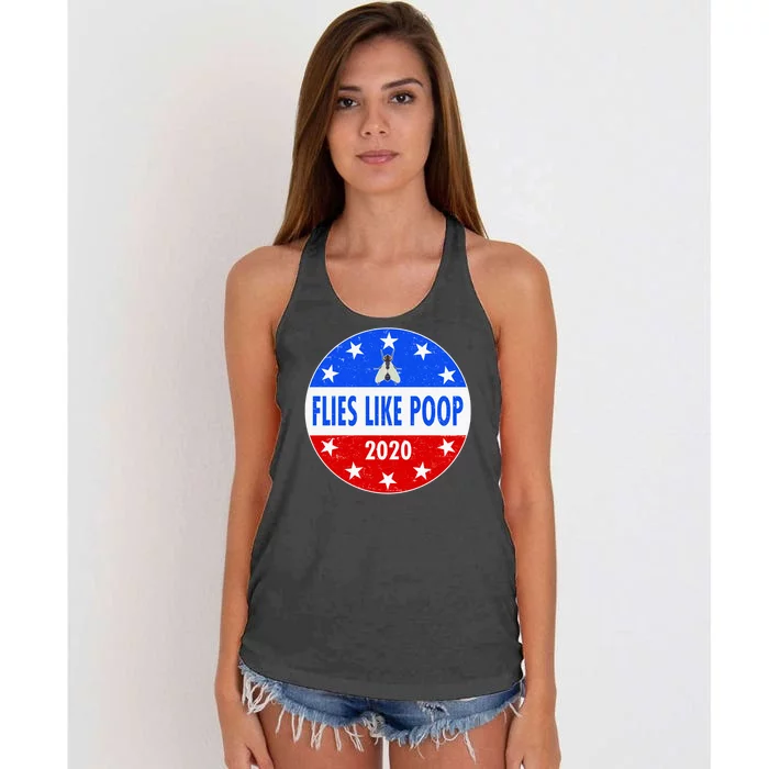 Flies Like Poop Emblem Mike Pence Fly Women's Knotted Racerback Tank