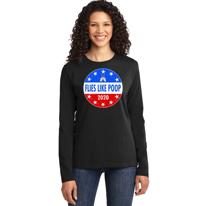 Flies Like Poop Emblem Mike Pence Fly Ladies Long Sleeve Shirt