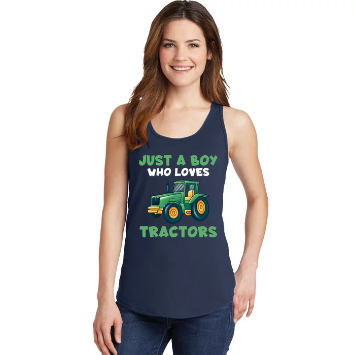 Farm Lifestyle Just A Boy Who Loves Tractors Ladies Essential Tank