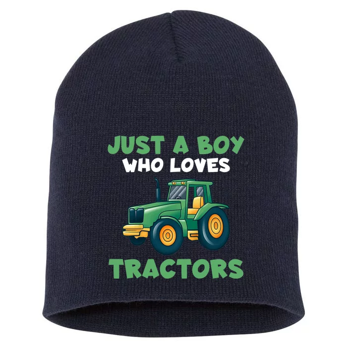 Farm Lifestyle Just A Boy Who Loves Tractors Short Acrylic Beanie