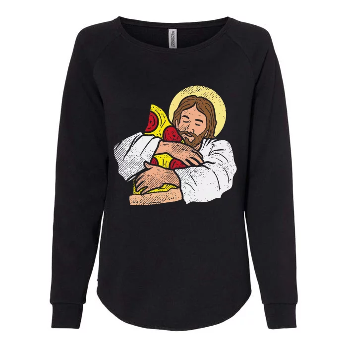 Food Lover Jesus Pizza Funny God Christ Snack Christian Gift Womens California Wash Sweatshirt