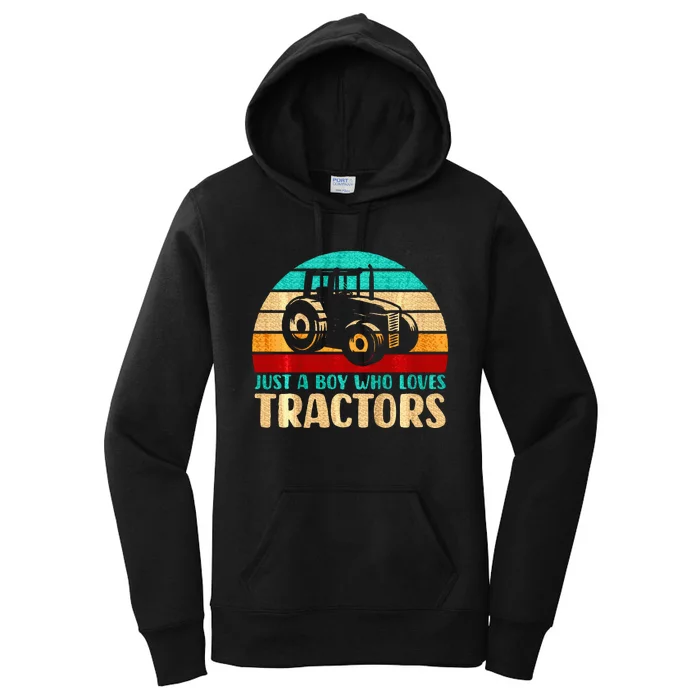 Farm Lifestyle Just A Boy Who Loves Tractors Women's Pullover Hoodie