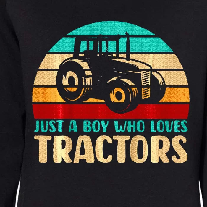 Farm Lifestyle Just A Boy Who Loves Tractors Womens California Wash Sweatshirt