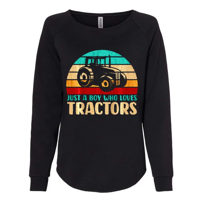 Farm Lifestyle Just A Boy Who Loves Tractors Womens California Wash Sweatshirt