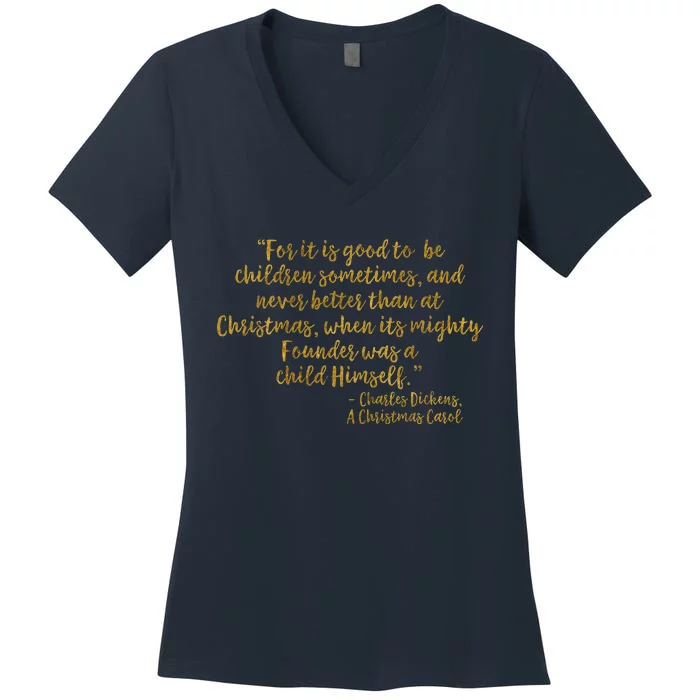 Founder Lord Jesus Christ Faux Gold Christmas Carol Women's V-Neck T-Shirt