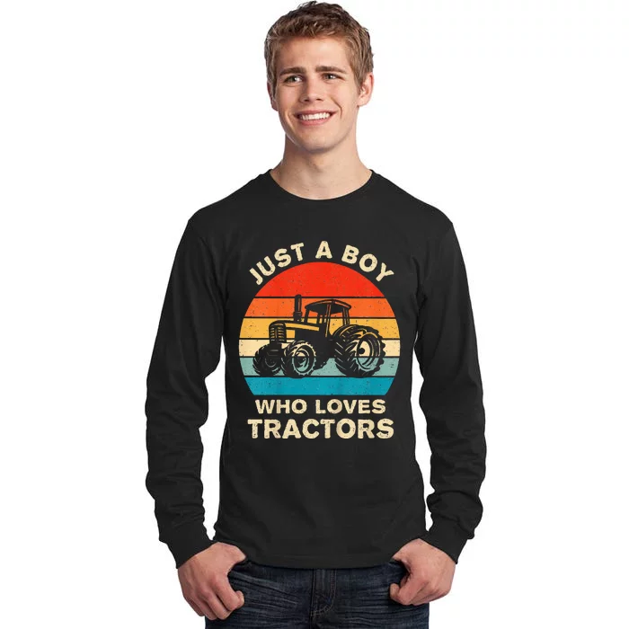 Farm Lifestyle Just A Boy Who Loves Tractors Tall Long Sleeve T-Shirt