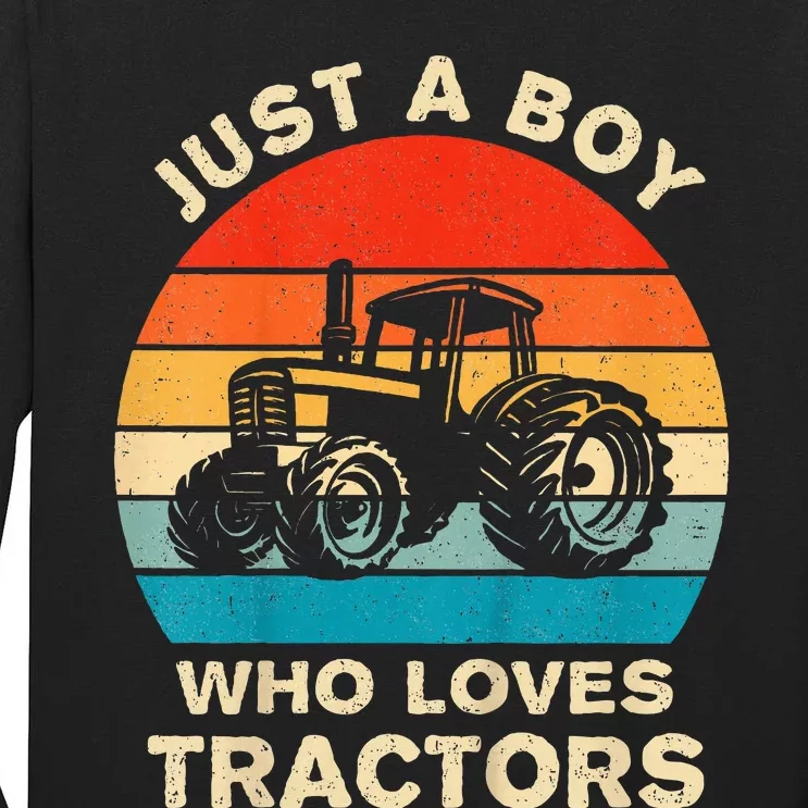 Farm Lifestyle Just A Boy Who Loves Tractors Tall Long Sleeve T-Shirt