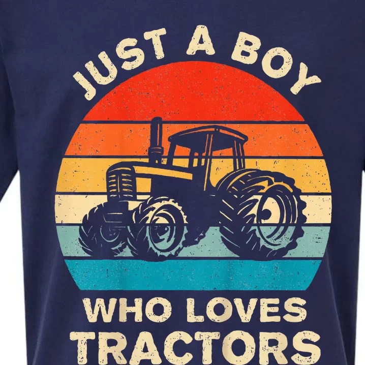 Farm Lifestyle Just A Boy Who Loves Tractors Sueded Cloud Jersey T-Shirt