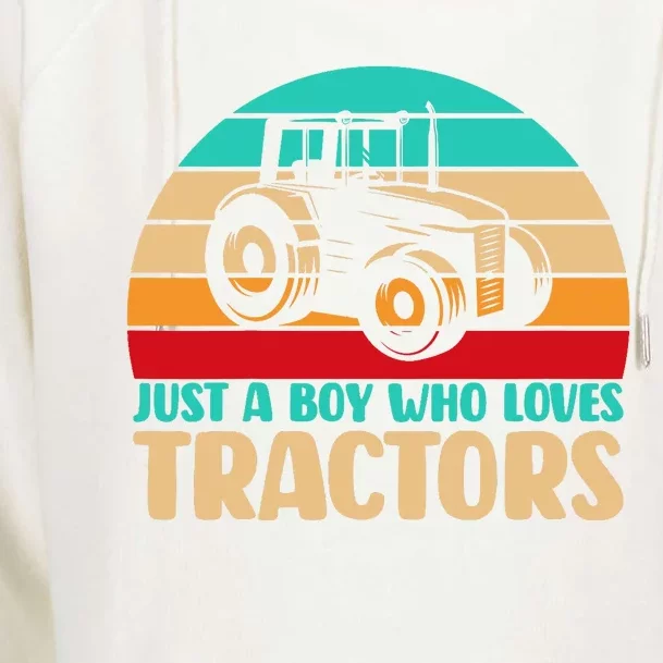 Farm Lifestyle Just A Boy Who Loves Tractors Womens Funnel Neck Pullover Hood