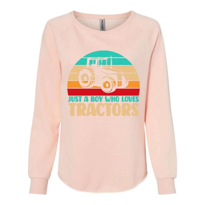 Farm Lifestyle Just A Boy Who Loves Tractors Womens California Wash Sweatshirt