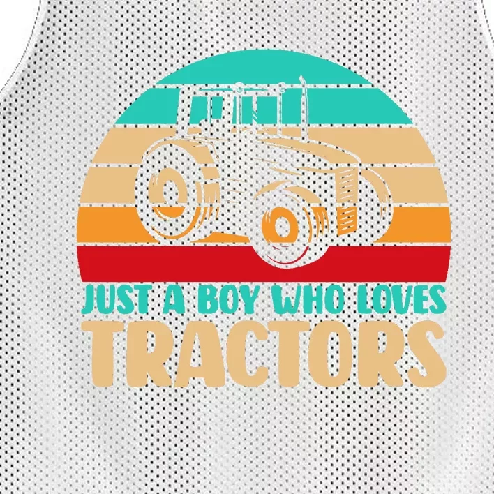 Farm Lifestyle Just A Boy Who Loves Tractors Mesh Reversible Basketball Jersey Tank