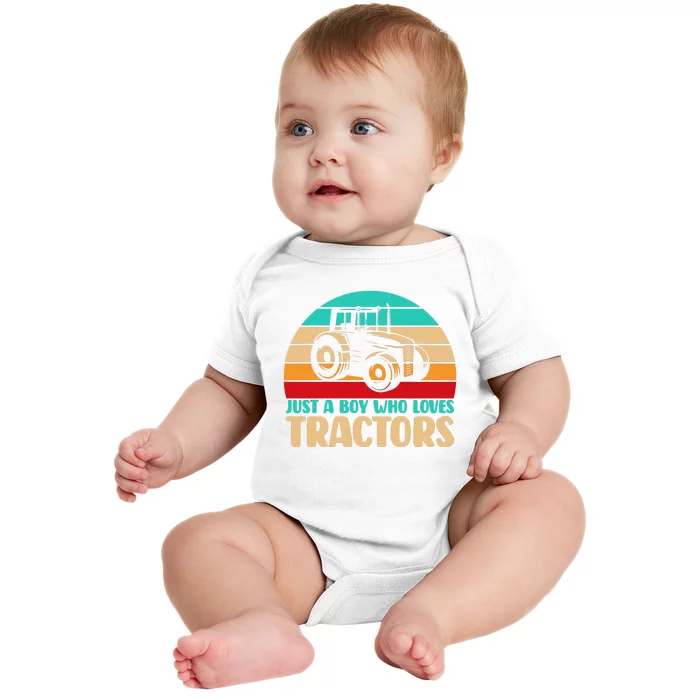 Farm Lifestyle Just A Boy Who Loves Tractors Baby Bodysuit