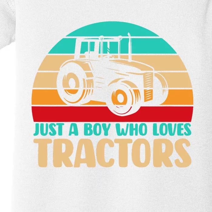 Farm Lifestyle Just A Boy Who Loves Tractors Baby Bodysuit