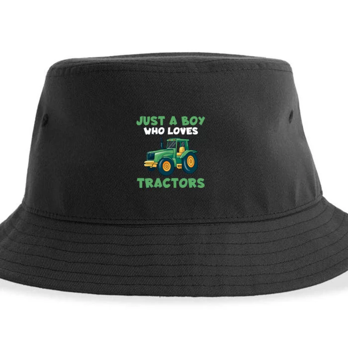 Farm Lifestyle Just A Boy Who Loves Tractors Sustainable Bucket Hat