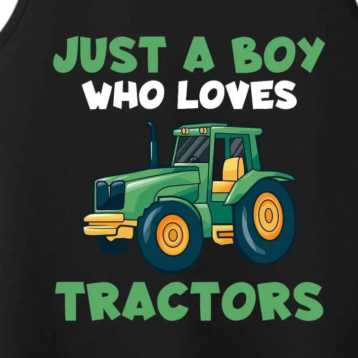 Farm Lifestyle Just A Boy Who Loves Tractors Performance Tank