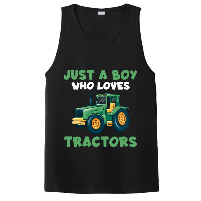 Farm Lifestyle Just A Boy Who Loves Tractors Performance Tank