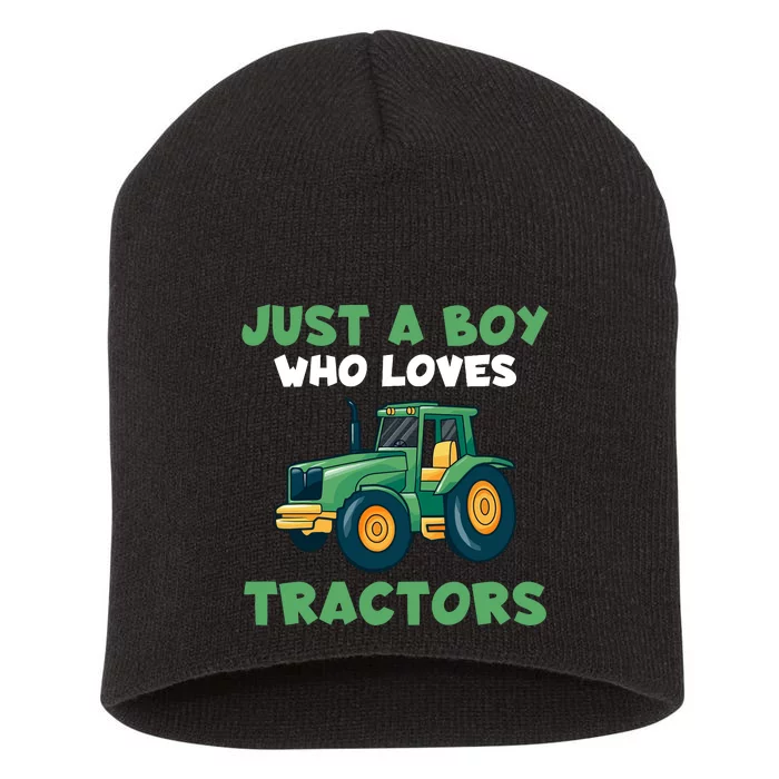 Farm Lifestyle Just A Boy Who Loves Tractors Short Acrylic Beanie