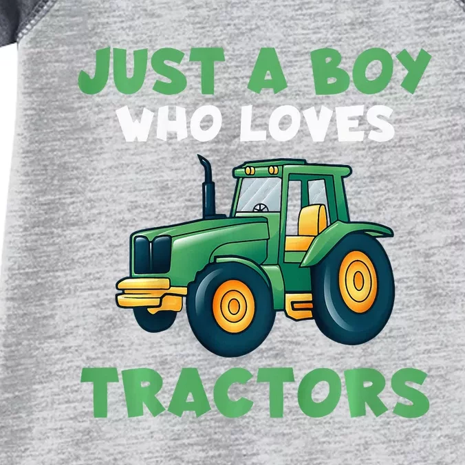 Farm Lifestyle Just A Boy Who Loves Tractors Infant Baby Jersey Bodysuit