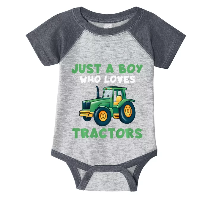 Farm Lifestyle Just A Boy Who Loves Tractors Infant Baby Jersey Bodysuit