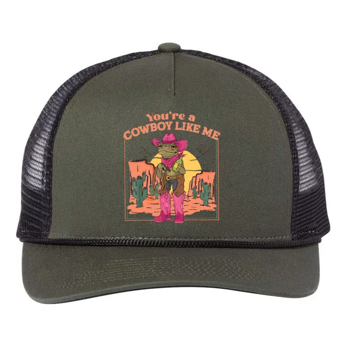 Youre A Cowboy Like Me Funny Frog Hat Cowgirl Retro Rope Trucker Hat Cap