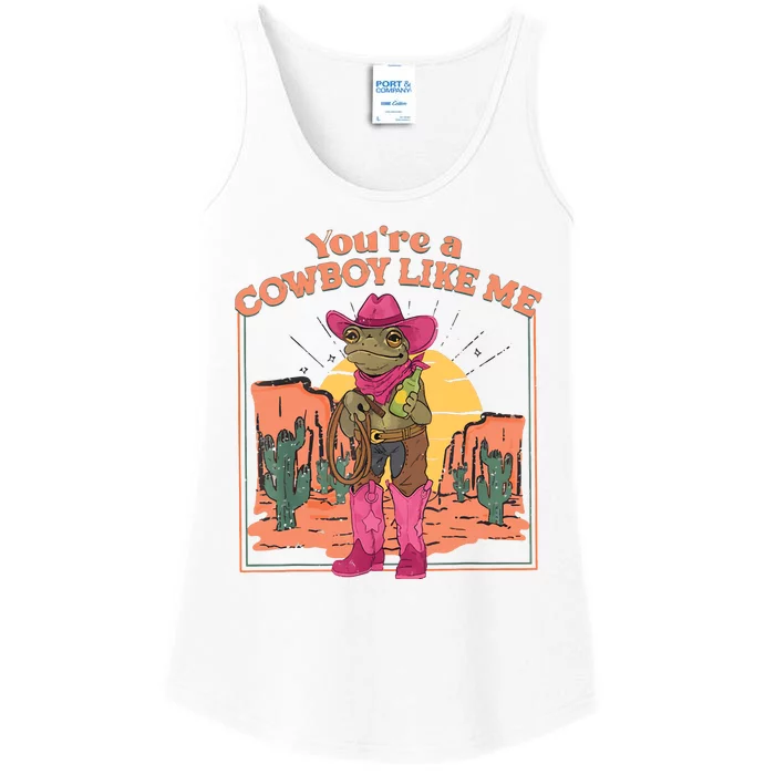 Youre A Cowboy Like Me Funny Frog Hat Cowgirl Ladies Essential Tank