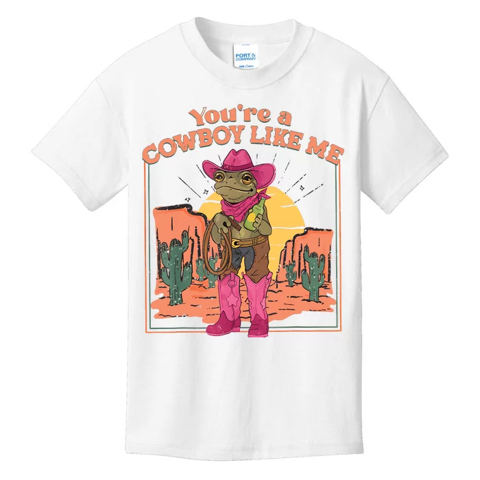 Youre A Cowboy Like Me Funny Frog Hat Cowgirl Kids T-Shirt