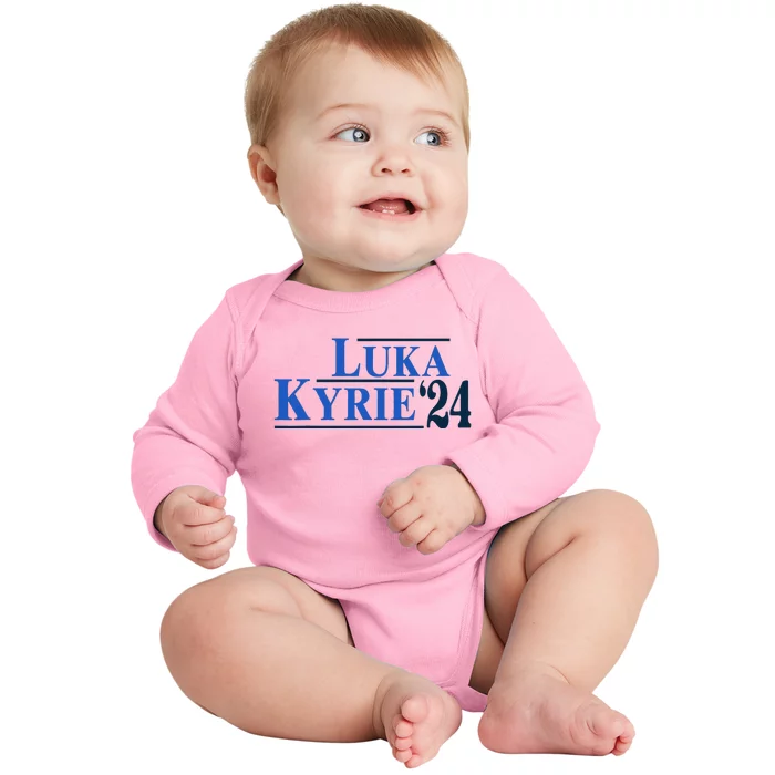 Funny Luka Kyrie 24 For President Kyrie First Name Baby Long Sleeve Bodysuit