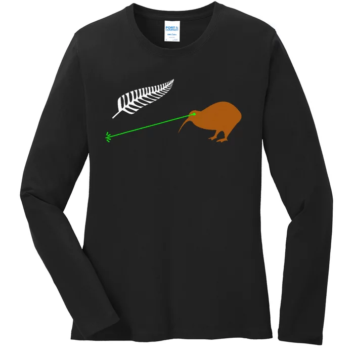 Funny Laser Kiwi Flag New Zealand Popular Choice Ladies Long Sleeve Shirt