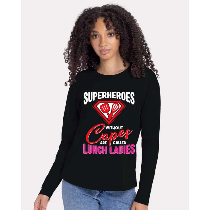 Funny Lunch Lady Superheroes Capes Cafeteria Worker Squad Womens Cotton Relaxed Long Sleeve T-Shirt