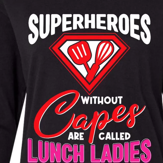 Funny Lunch Lady Superheroes Capes Cafeteria Worker Squad Womens Cotton Relaxed Long Sleeve T-Shirt