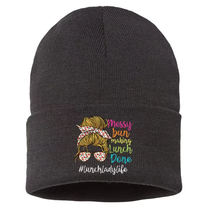 Funny Lunch Lady School Cafeteria Worker Sustainable Knit Beanie