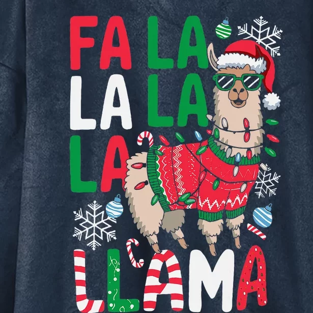 Fa La La Llama Funny Llama Christmas Animal Lover Women Hooded Wearable Blanket