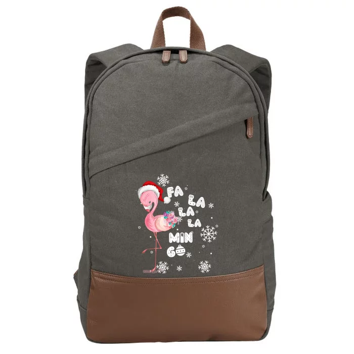 Fa La La La Mingo Flamingo For Christmas Xmas Flamingo Lover Funny Gift Cotton Canvas Backpack