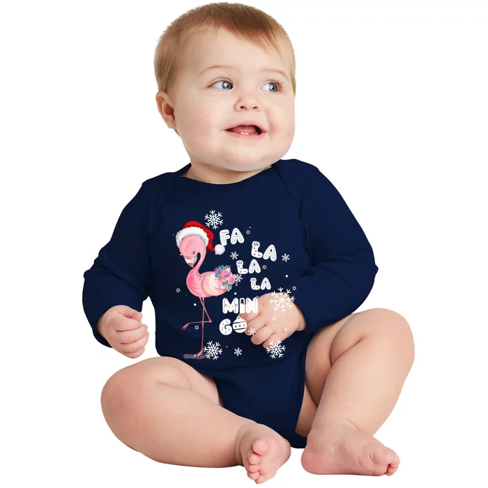 Fa La La La Mingo Flamingo For Christmas Xmas Flamingo Lover Funny Gift Baby Long Sleeve Bodysuit